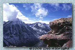 Lundy Canyon rocks and snowy mountains